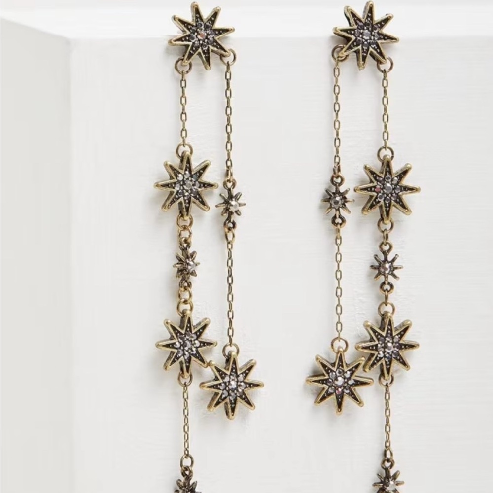 Bohemian Gold Starburst Chain Earrings